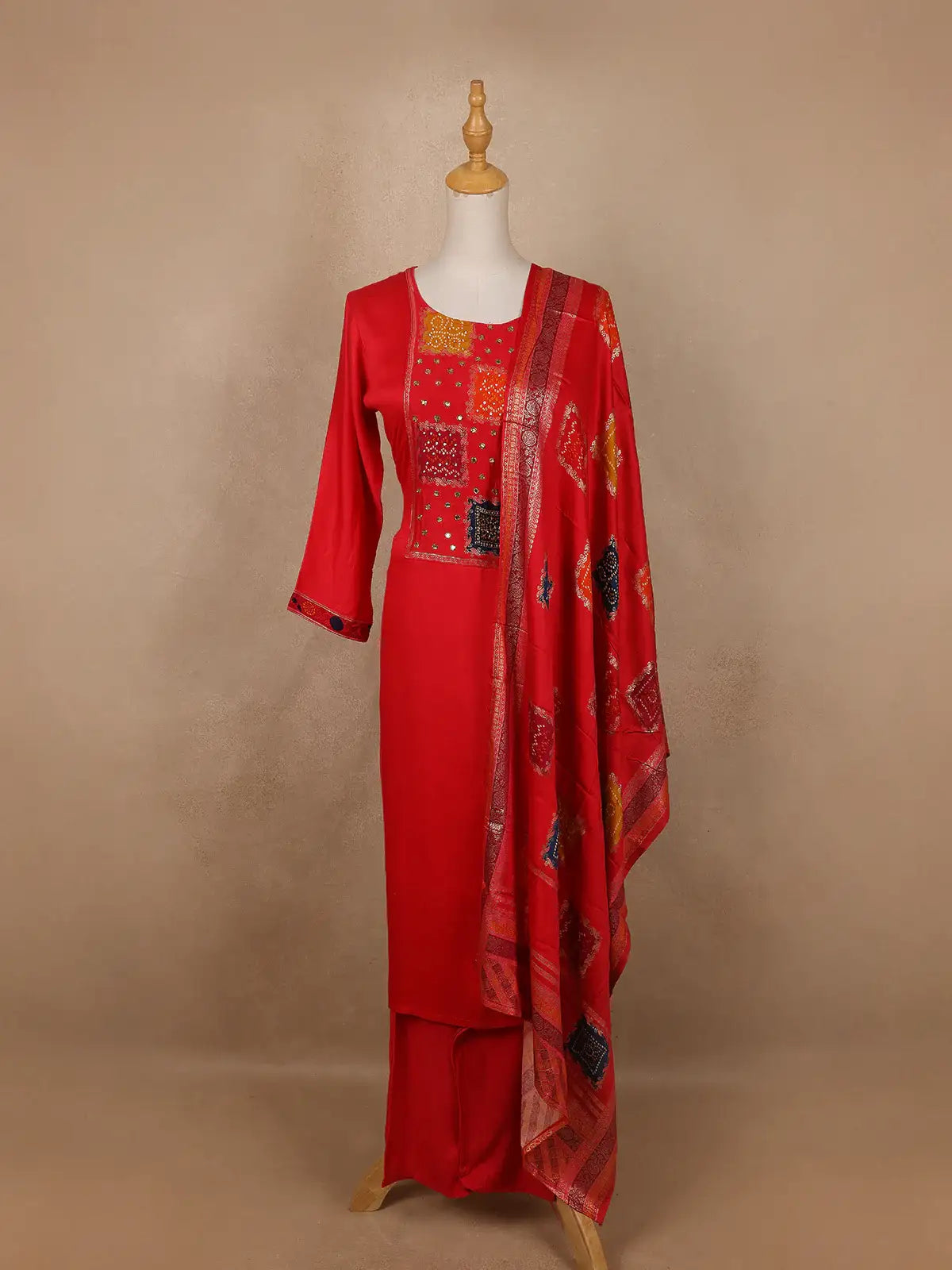 Pink Abstract Designed Cotton Salwar Suit - Diadem