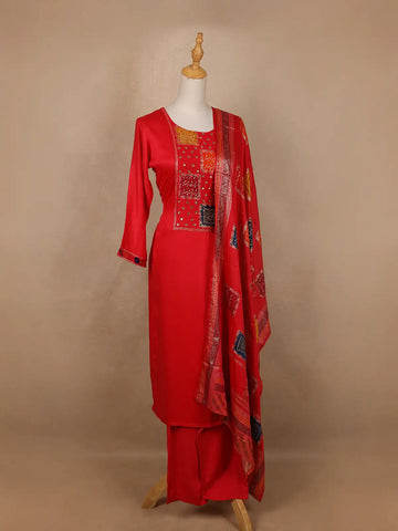 Pink Abstract Designed Cotton Salwar Suit - Diadem