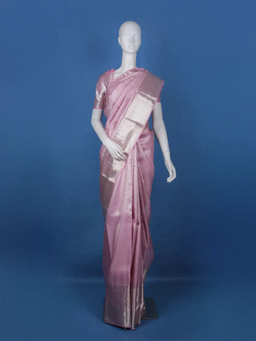 Pink Abstract Woven Pure Kanchipuram Silk Saree - Diadem