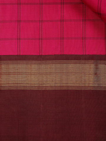 Pink Checkered Woven Pure Kanchipuram Silk Saree - Diadem