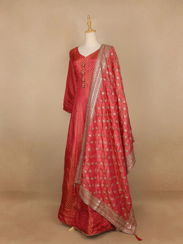 Pink Dot Designed Tissue Silk Gown - Diadem