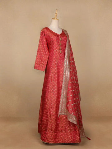 Pink Dot Designed Tissue Silk Gown - Diadem