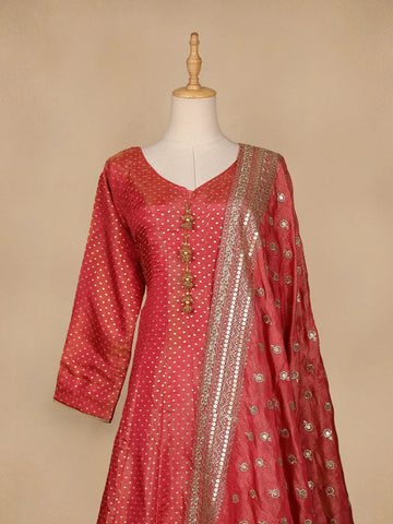 Pink Dot Designed Tissue Silk Gown - Diadem