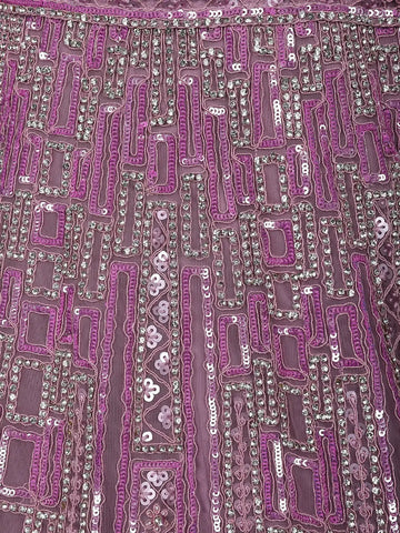 Pink Embroidery Bridal Net Lehenga - Diadem