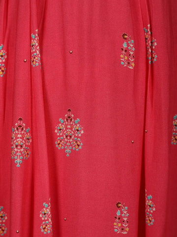 Pink Floral And Paisley Prints Cotton Straight Cut Salwar Suit - Diadem