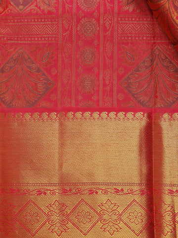 Pink Floral Buttis Pure Kanchipuram Silk Saree - Diadem