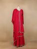 Pink Floral Buttis Semi Silk Sharara Salwar Suit - Diadem
