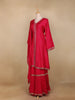 Pink Floral Buttis Semi Silk Sharara Salwar Suit - Diadem