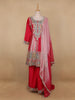 Pink Floral Designed Chiffon Sharara Salwar Suit - Diadem
