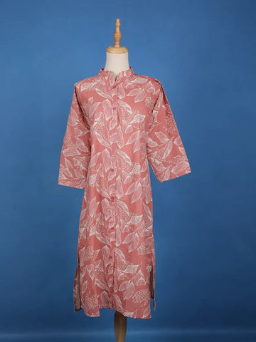 Pink Floral Designed Cotton Kurti - Diadem