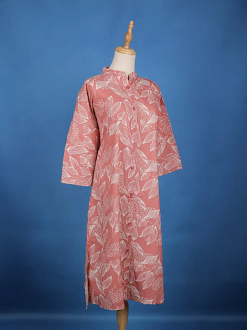 Pink Floral Designed Cotton Kurti - Diadem