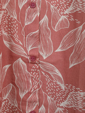 Pink Floral Designed Cotton Kurti - Diadem