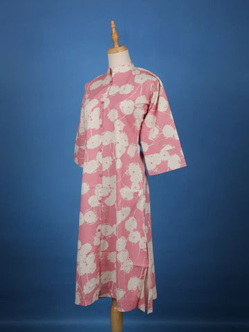 Pink Floral Designed Cotton Kurti - Diadem