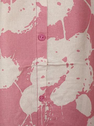 Pink Floral Designed Cotton Kurti - Diadem