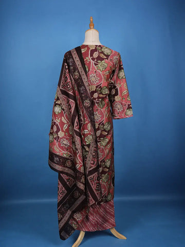 Pink Floral Designed Cotton Salwar Suit - Diadem