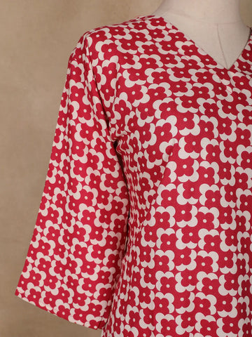 Pink Floral Designed Cotton Salwar Suit - Diadem