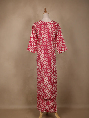 Pink Floral Designed Cotton Salwar Suit - Diadem