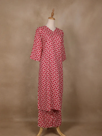 Pink Floral Designed Cotton Salwar Suit - Diadem