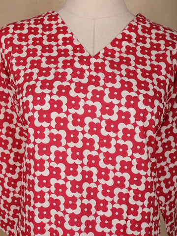 Pink Floral Designed Cotton Salwar Suit - Diadem