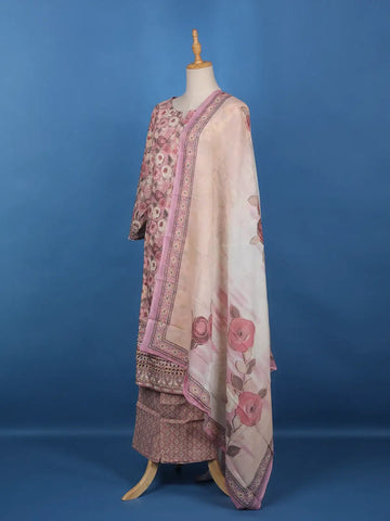 Pink Floral Designed Cotton Salwar Suit - Diadem