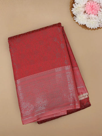 Pink Floral Designed Fancy Art Silk Saree - Diadem