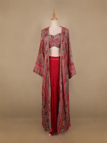 Pink Floral Designed Georgette Palazzo Salwar Suit - Diadem
