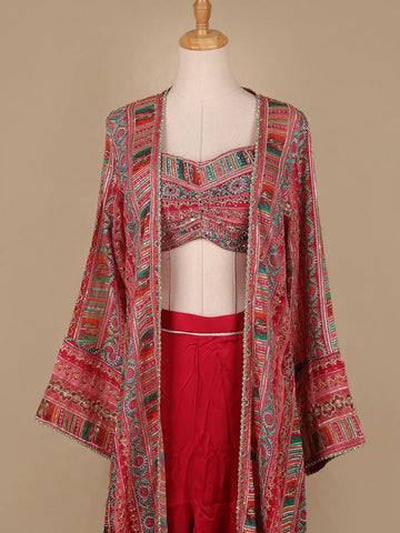 Pink Floral Designed Georgette Palazzo Salwar Suit - Diadem