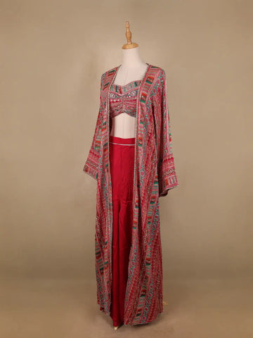 Pink Floral Designed Georgette Palazzo Salwar Suit - Diadem