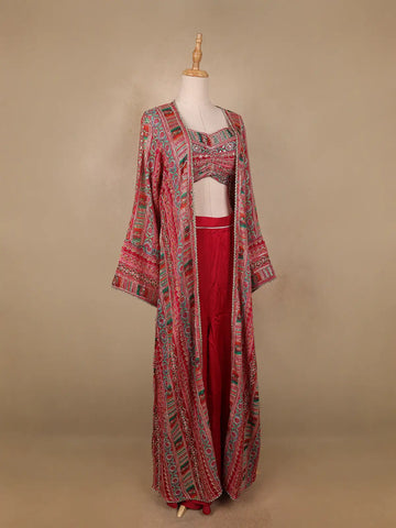 Pink Floral Designed Georgette Palazzo Salwar Suit - Diadem