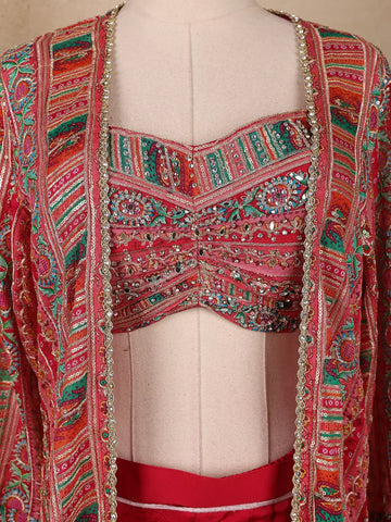 Pink Floral Designed Georgette Palazzo Salwar Suit - Diadem