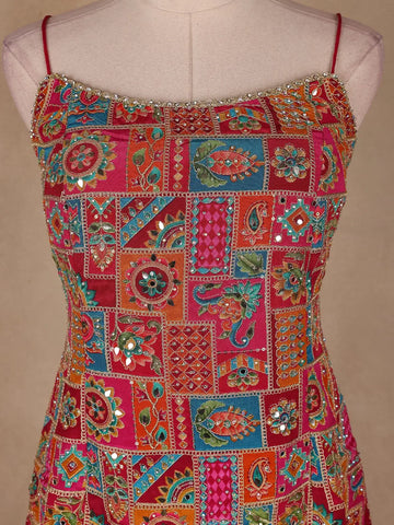 Pink Floral Designed Georgette Sharara Salwar Suit - Diadem