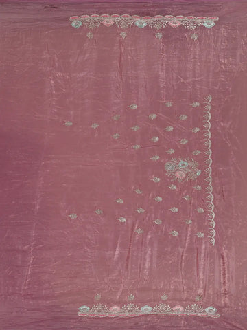 Pink Floral Designed Organza Designer Saree - Diadem