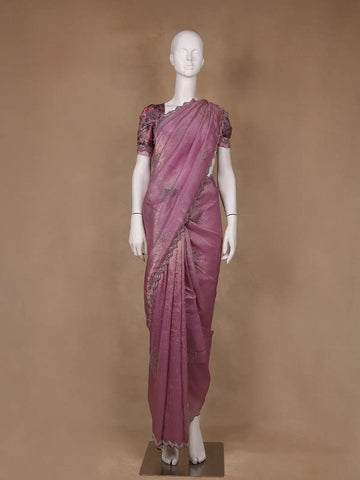 Pink Floral Designed Organza Designer Saree - Diadem