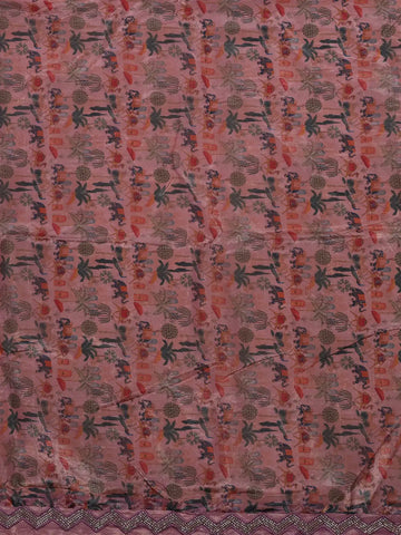 Pink Floral Designed Organza Designer Saree - Diadem