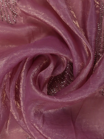 Pink Floral Designed Organza Designer Saree - Diadem