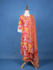 Pink Floral Design Printed Cotton Salwar Suit - Diadem