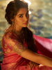 Pink Floral Woven Pure Kanchipuram Silk Saree - Diadem
