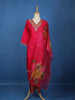Pink Floral Designed Raw Silk Salwar Suit - Diadem