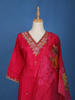 Pink Floral Designed Raw Silk Salwar Suit - Diadem