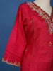 Pink Floral Designed Raw Silk Salwar Suit - Diadem