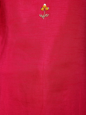 Pink Floral Designed Raw Silk Salwar Suit - Diadem
