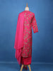 Pink Floral Designed Raw Silk Salwar Suit - Diadem