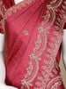 Pink Floral Designed Satin Fancy Saree - Diadem