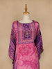 Pink Floral Designed Semi Silk Kaftan Suit - Diadem