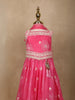 Pink Floral Designed Semi Silk Lehenga - Diadem