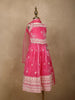 Pink Floral Designed Semi Silk Lehenga - Diadem