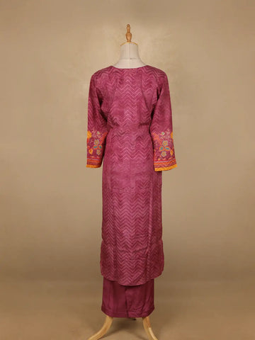 Pink Floral Designed Semi Silk Salwar Suit - Diadem