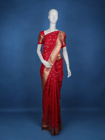 Pink Floral Designed Soft Silk Saree - Diadem