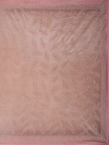 Pink Floral Designed Tissue Organza Saree - Diadem
