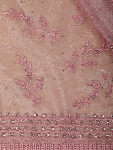 Pink Floral Designed Tissue Organza Saree - Diadem
